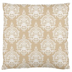 Clean Brown And White Ornament Damask Vintage Large Cushion Case (two Sides) by ConteMonfrey