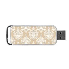 Clean Brown And White Ornament Damask Vintage Portable Usb Flash (one Side) by ConteMonfrey