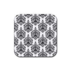 Black And White Ornament Damask Vintage Rubber Coaster (square) by ConteMonfrey