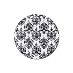 Black And White Ornament Damask Vintage Rubber Round Coaster (4 Pack) by ConteMonfrey