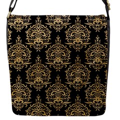 Black And Cream Ornament Damask Vintage Flap Closure Messenger Bag (s) by ConteMonfrey