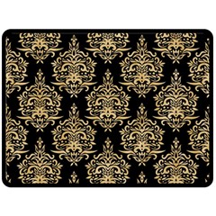 Black And Cream Ornament Damask Vintage Double Sided Fleece Blanket (large) 