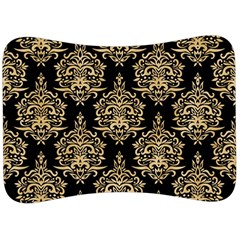 Black And Cream Ornament Damask Vintage Velour Seat Head Rest Cushion by ConteMonfrey