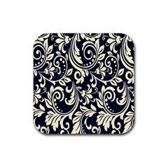 Blue Floral Tribal Rubber Coaster (square) by ConteMonfrey