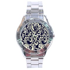 Blue Floral Tribal Stainless Steel Analogue Watch by ConteMonfrey