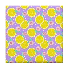 Purple Lemons  Tile Coaster by ConteMonfrey