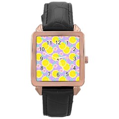 Purple Lemons  Rose Gold Leather Watch  by ConteMonfrey