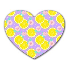 Purple Lemons  Heart Mousepad by ConteMonfrey