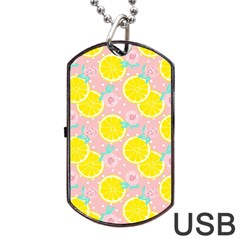 Pink Lemons Dog Tag Usb Flash (two Sides) by ConteMonfrey