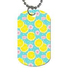 Blue Neon Lemons Dog Tag (one Side) by ConteMonfrey