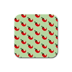 Small Mini Peppers Green Rubber Square Coaster (4 Pack) by ConteMonfrey