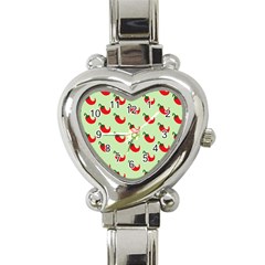 Small Mini Peppers Green Heart Italian Charm Watch