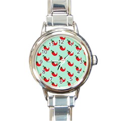 Small Mini Peppers Blue Round Italian Charm Watch by ConteMonfrey