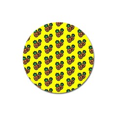 Yellow Background Pineapples Magnet 3  (round) by ConteMonfrey