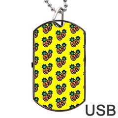 Yellow Background Pineapples Dog Tag Usb Flash (one Side) by ConteMonfrey