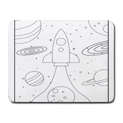 Going To Space - Cute Starship Doodle  Small Mousepad by ConteMonfrey