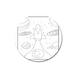 Going To Space - Cute Starship Doodle  Magnet 3  (Round) Front