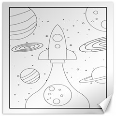 Going To Space - Cute Starship Doodle  Canvas 12  X 12  by ConteMonfrey