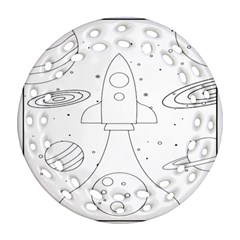 Going To Space - Cute Starship Doodle  Ornament (round Filigree) by ConteMonfrey
