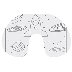 Going To Space - Cute Starship Doodle  Travel Neck Pillow by ConteMonfrey