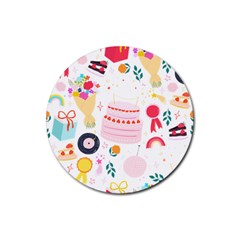 Its Time To Celebrate Rubber Coaster (round) by ConteMonfrey