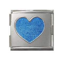 Blue Denim  Mega Link Heart Italian Charm (18mm) by ConteMonfrey