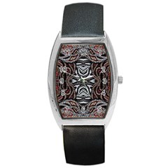 Autumn Patterns Barrel Style Metal Watch by kaleidomarblingart