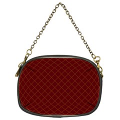 Diagonal Dark Red Small Plaids Geometric  Chain Purse (one Side) by ConteMonfrey