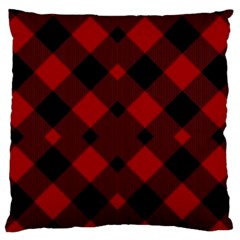 Red Diagonal Plaid Big Large Flano Cushion Case (two Sides) by ConteMonfrey