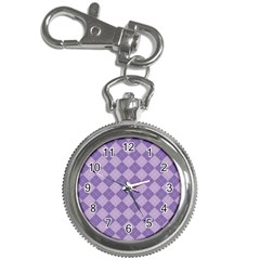 Diagonal Comfort Purple Plaids Key Chain Watches