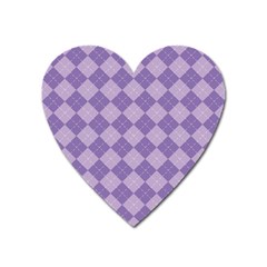 Diagonal Comfort Purple Plaids Heart Magnet by ConteMonfrey