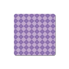 Diagonal Comfort Purple Plaids Square Magnet by ConteMonfrey