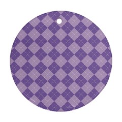 Diagonal Comfort Purple Plaids Round Ornament (two Sides) by ConteMonfrey