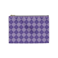 Diagonal Comfort Purple Plaids Cosmetic Bag (Medium)