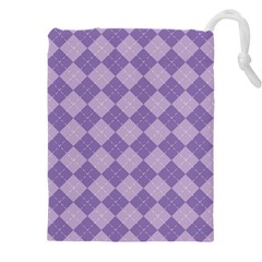 Diagonal Comfort Purple Plaids Drawstring Pouch (5xl) by ConteMonfrey