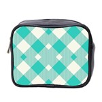 Diagonal Blue Torquoise Mini Toiletries Bag (Two Sides) Front