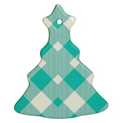 Diagonal Blue Torquoise Christmas Tree Ornament (two Sides) by ConteMonfrey