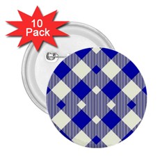 Blue Diagonal Plaids  2 25  Buttons (10 Pack)  by ConteMonfrey