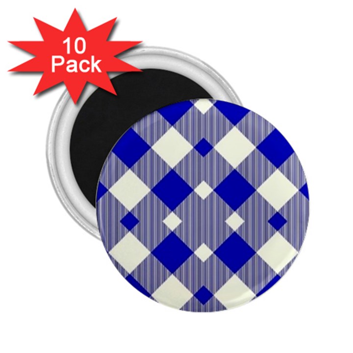 Blue Diagonal Plaids  2.25  Magnets (10 pack) 