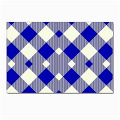 Blue Diagonal Plaids  Postcard 4 x 6  (pkg Of 10) by ConteMonfrey