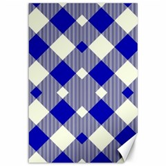 Blue Diagonal Plaids  Canvas 12  X 18  by ConteMonfrey