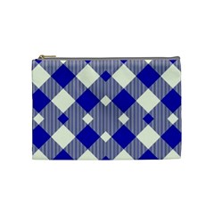 Blue Diagonal Plaids  Cosmetic Bag (medium) by ConteMonfrey