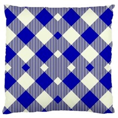 Blue Diagonal Plaids  Large Flano Cushion Case (two Sides) by ConteMonfrey