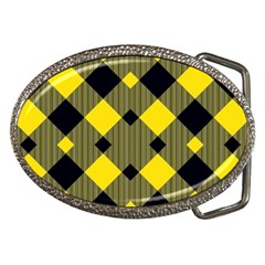 Yellow Diagonal Plaids Belt Buckles by ConteMonfrey