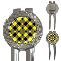 Yellow Diagonal Plaids 3-in-1 Golf Divots by ConteMonfrey