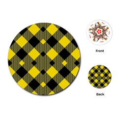 Yellow Diagonal Plaids Playing Cards Single Design (round) by ConteMonfrey