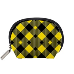 Yellow Diagonal Plaids Accessory Pouch (small) by ConteMonfrey