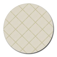 Discreet Cream Plaids Round Mousepad by ConteMonfrey