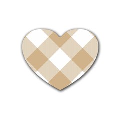 Clean Brown White Plaids Rubber Heart Coaster (4 Pack) by ConteMonfrey