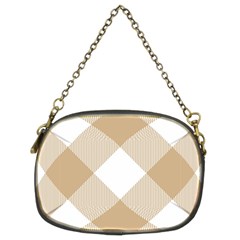 Clean Brown White Plaids Chain Purse (two Sides)